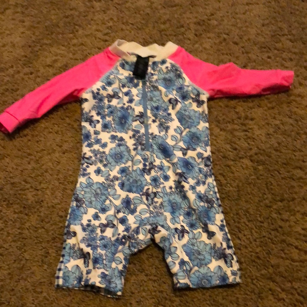 Floral Blue and Pink Kids One Piece